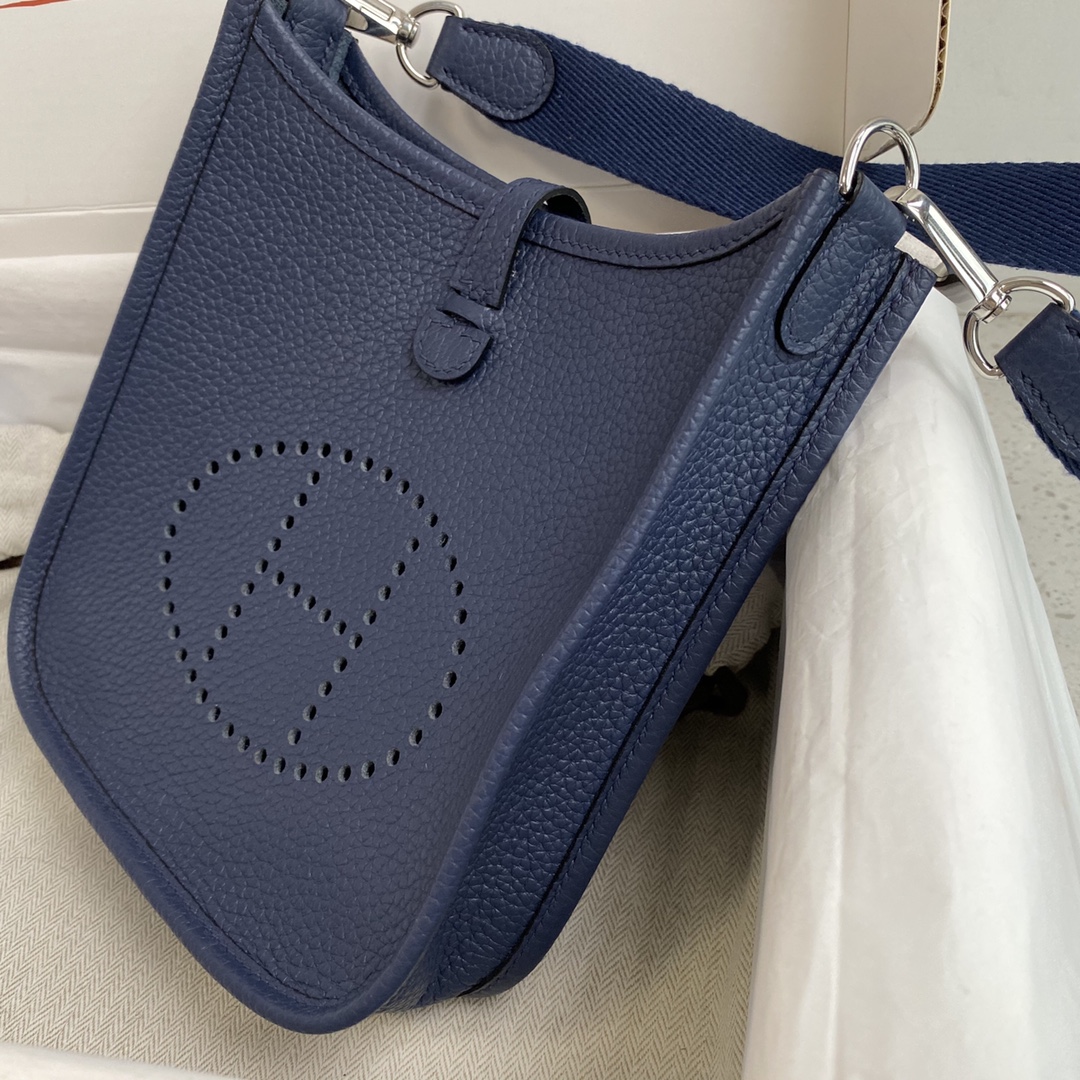 에르메스 미니 에블린16 블루뉘 인디고 은장